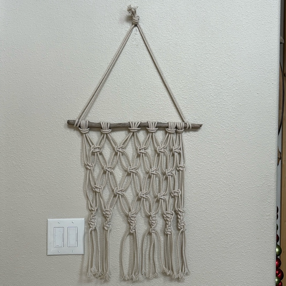 44 inches white macrame hanger